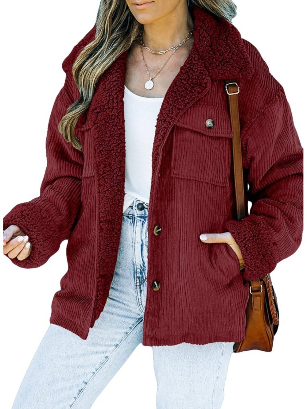 Corduroy Sherpa Jacket Warm Fall Jackets Fleece Lined Winter Coats
